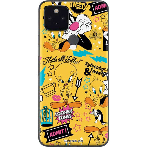 Looney Tunes Tweety and Sylvester Patches Google Pixel 5a Skin